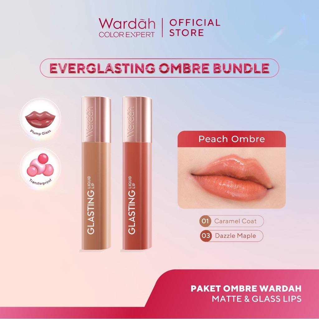 [BUNDLE OMBRE] WARDAH Paket Ombre Glasting Liquid Lip - Makeup